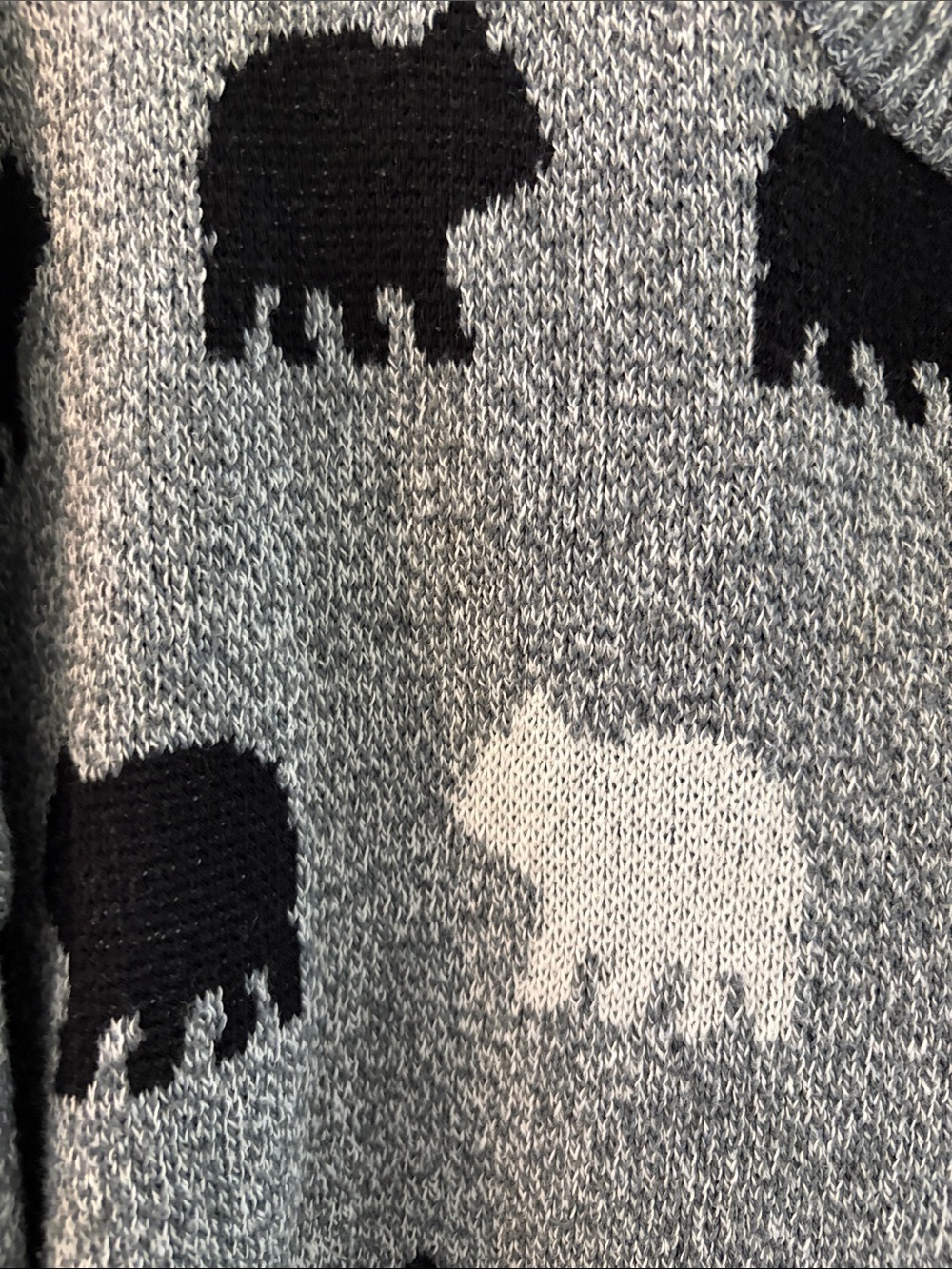🇨🇦BEAR NAKED by PARKHURST Vintage All Over Bear Pattern Knit Sweater Grey Black - Picture 4 of 11